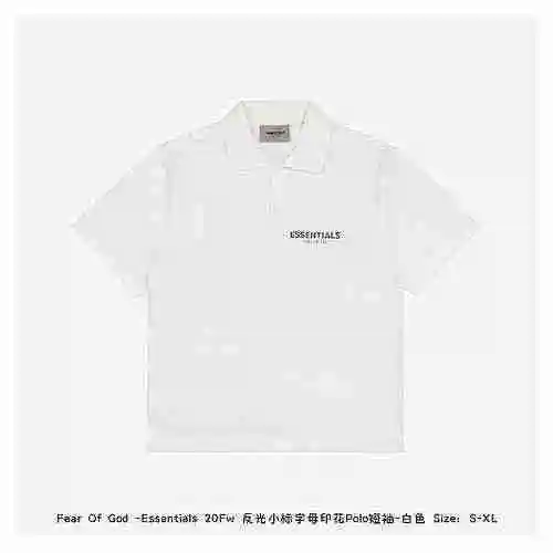 Polo de manga corta con estampado de etiqueta pequeña reflectante Gear Of God Essentials 20Fw - Blan