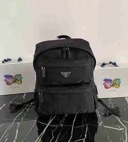 PRADA Mochila Prada para hombre hecha de material de lona importado, bolsa de regalo con entrega de 