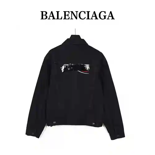 Balenciaga/Balenciaga 23ss adhesive covered cola embroidered denim jacket