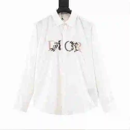 CD Gradient Flower Embroidery Shirt Long Sleeve