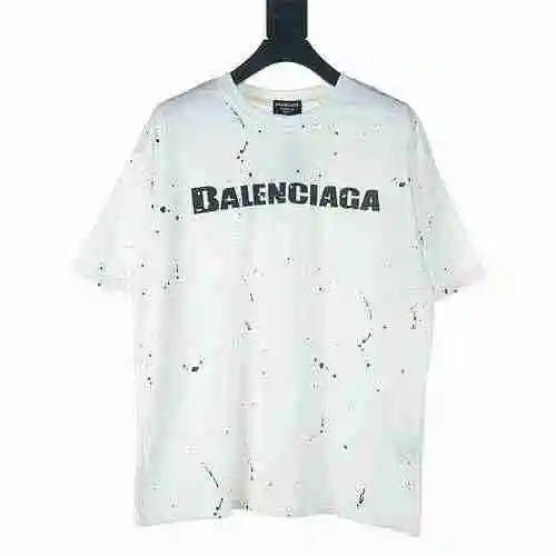 BALENCIAGA/Balenciaga BLCG Speckle Letter Print Damaged Short Sleeve T-shirt
