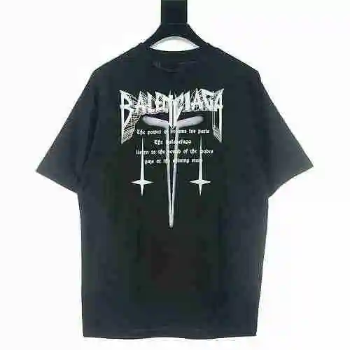 BALENCIAGA/Balenciaga BLCG Five Star Letter Printed Short Sleeve T-shirt