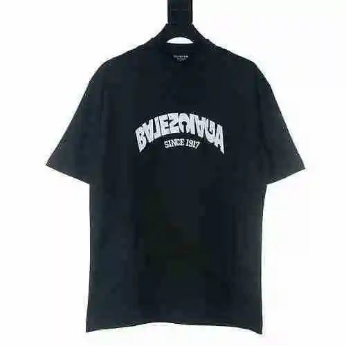 BALENCIAGA/Balenciaga BLCG 1917 Inverted Letter Embroidered Short Sleeve T-shirt
