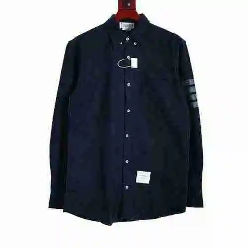 Four Bar Striped Flannel Long Sleeve Shirt - Dark Blue