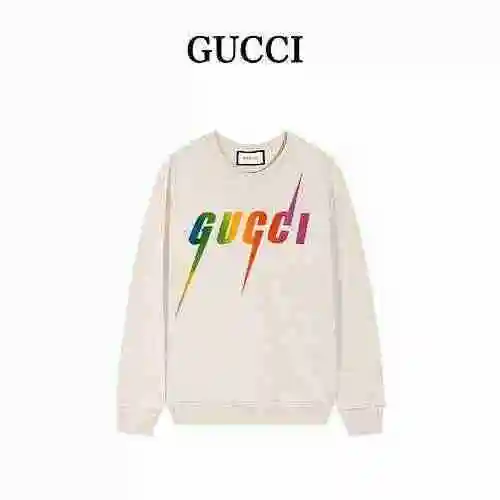 GUCCI/Gucci 2023SS Autumn/Winter New Gradient Lightning Letter Logo Round Neck Sweater