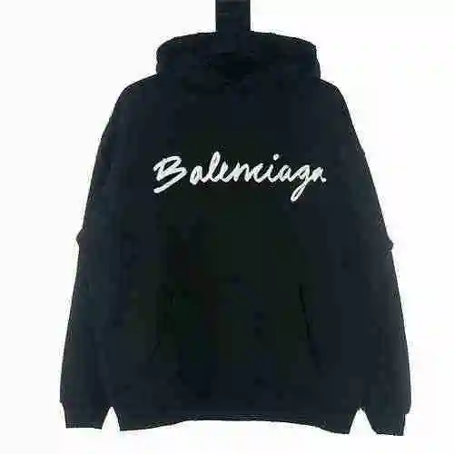 BALENCIAGA/Balenciaga BLCG cursive lettering printed hooded sweater