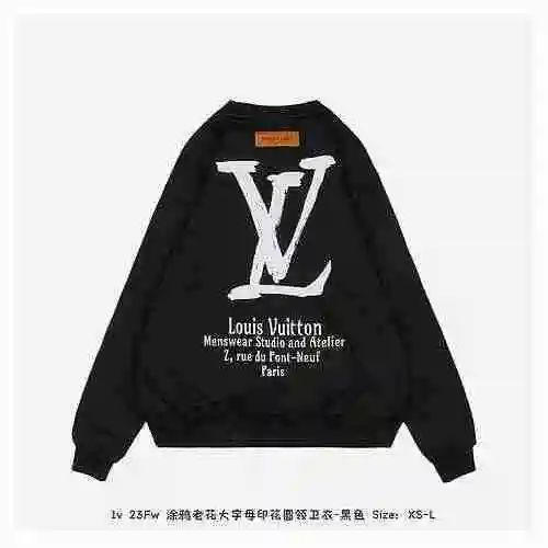 1v 23Fw Graffiti Old Flower Sudadera Con Cuello Redondo Estampada Con Letras Grandes - Negro