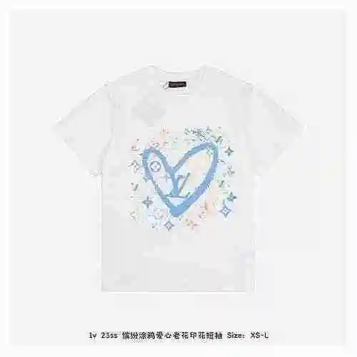 1v 23ss Colorful Graffiti Love Old Flower Print Short Sleeve