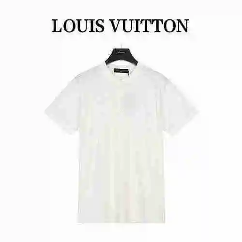 LV Chest Zipper Panel Technology Short Sleeve Crew Neck Shirt