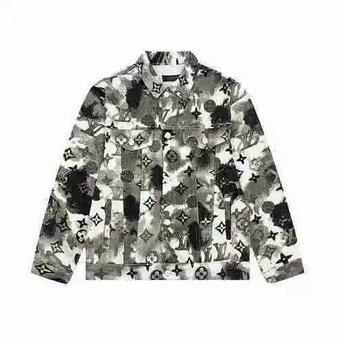 LOUIS VUITTON Abrigo vaquero estampado con logo AOP clásico gris camuflaje tinta Old Flower