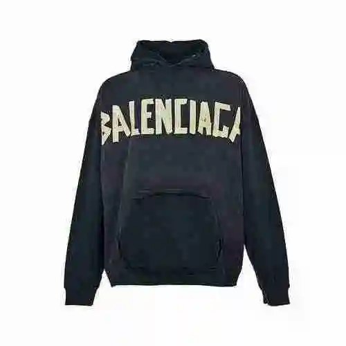 Balenciaga/Balenciaga 23Fw sudadera con capucha lavada y dañada con cinta de papel texturizada