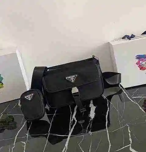 PRADA Bolso de cartero para hombre Prada hecho de material de lona importado, bolsa de regalo de ent