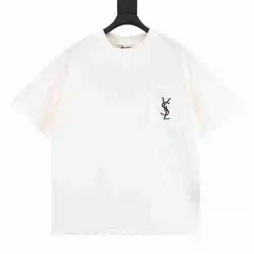 Saint Laurent/Saint Laurent chest letter embroidered short sleeves