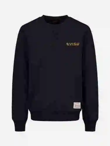 Suéter de cuello redondo estampado EVISU Fushen Hot Gold Brush grande M versión alta