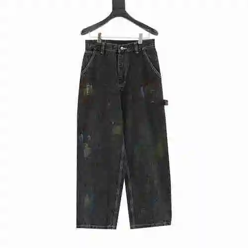 Maison Margiela Colorful Speckled Dotted Silhouette Washed Old Loose Straight denim Jeans