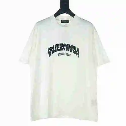 BALENCIAGA/Balenciaga BLCG 1917 Inverted Letter Embroidered Short Sleeve T-shirt