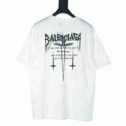 BALENCIAGA/Balenciaga BLCG Five Star Letter Printed Short Sleeve T-shirt