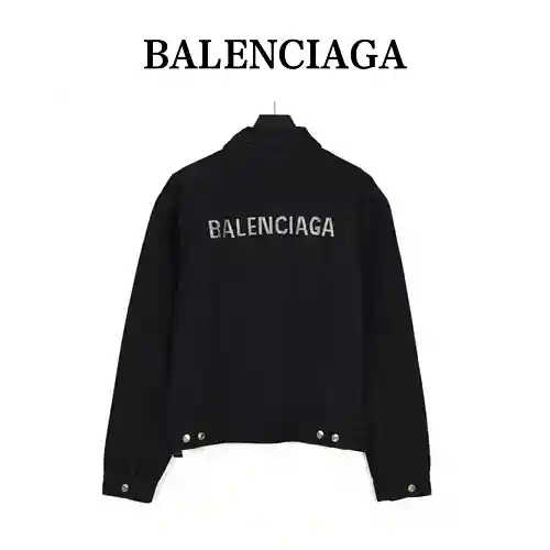 Balenciaga/Balenciaga 23ss Back Hot Diamond Logo Denim Coat