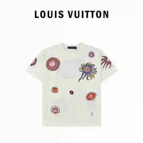 Camiseta de manga corta con bordado de pareja Sun Fish Barb de Louis Vuitton
