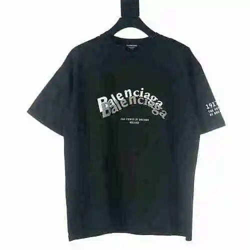 BALENCIAGA/Balenciaga BLCG Overlap Letter Foam Printed Short Sleeve T-shirt