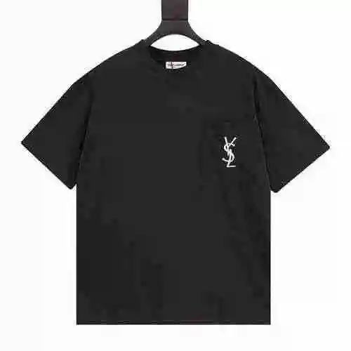 Saint Laurent/Saint Laurent chest letter embroidered short sleeves
