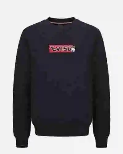 High version EVISU Fushen Damo large M printed round neck sweater