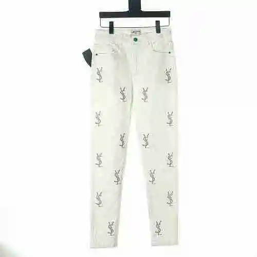 SAINT LAURENT PARIS/Saint Laurent SLP Rhinestone Letter Jeans