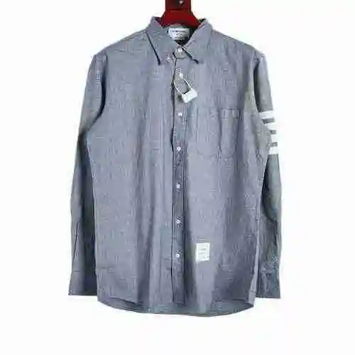Four Bar Striped Flannel Long Sleeve Shirt - Light Grey