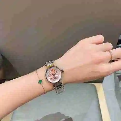 Reloj LV para mujer con movimiento mecánico original totalmente automático, caja de acero de precisi
