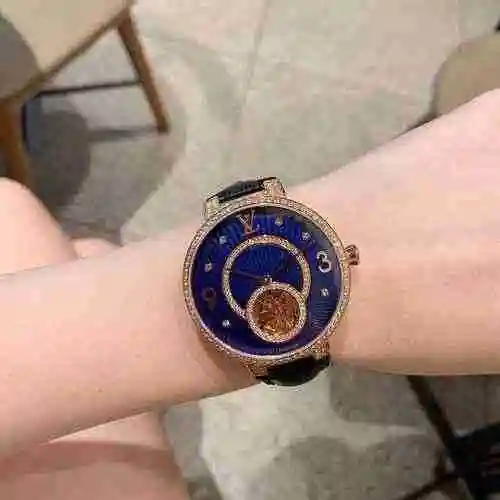 Reloj LV para hombre con movimiento mecánico original totalmente automático, caja de acero de precis