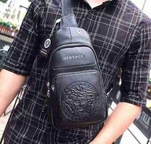 Bolso de pecho para hombre Versace hecho de material de lona importado, bolsa de regalo de entrega d