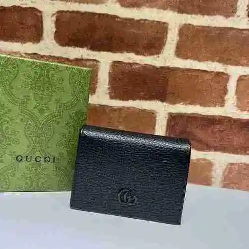 GUCCI Cartera con clip corto para mujer Gucci hecha de material de lona importado, bolsa de regalo c