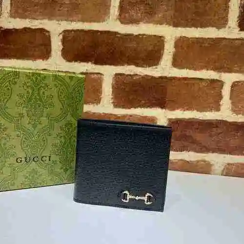 GUCCI Cartera con clip corto para hombre Gucci hecha de material de lona importado, bolsa de regalo 