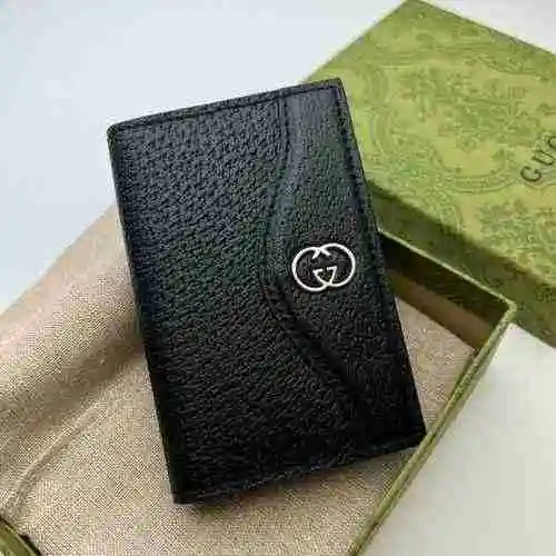 GUCCI Cartera con clip corto para hombre Gucci hecha de material de lona importado, bolsa de regalo 