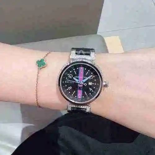 Reloj LV para mujer con movimiento mecánico original totalmente automático, caja de acero de precisi