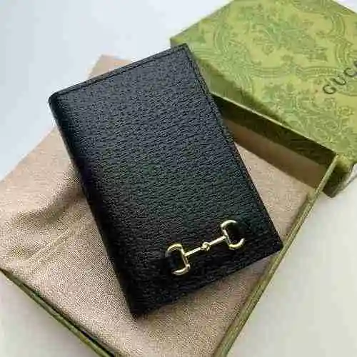 GUCCI Cartera con clip corto para hombre Gucci hecha de material de lona importado, bolsa de regalo 