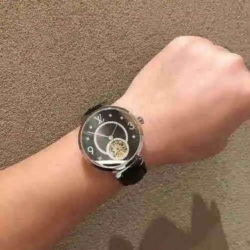 Reloj LV para hombre con movimiento mecánico original totalmente automático, caja de acero de precis