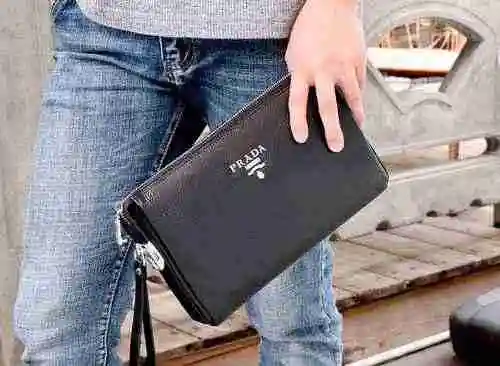PRADA Bolso de hombre Prada hecho de material de lona importado, bolsa de regalo de entrega de alta 