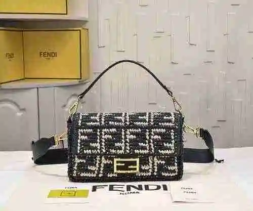 FENDI Bolso tejido con letras Fendi hecho de material de lona importado, bolsa de regalo de entrega 