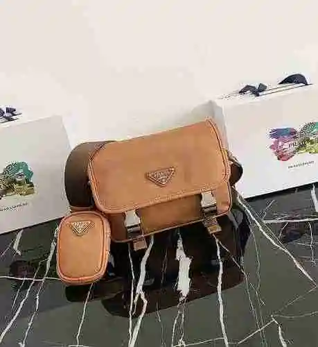 PRADA Bolso de cartero para hombre Prada hecho de material de lona importado, bolsa de regalo de ent