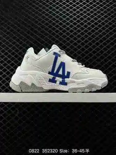 100 MLB coreano para hombres y mujeres Vintage Dad (MLB) BIGBALL CHUNKY MONO Estampado vintage Suela
