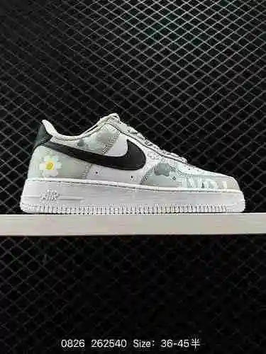 2 Tema de anime personalizado popular oficial Nike Air Force Low '7 gris blanco flor color a juego A