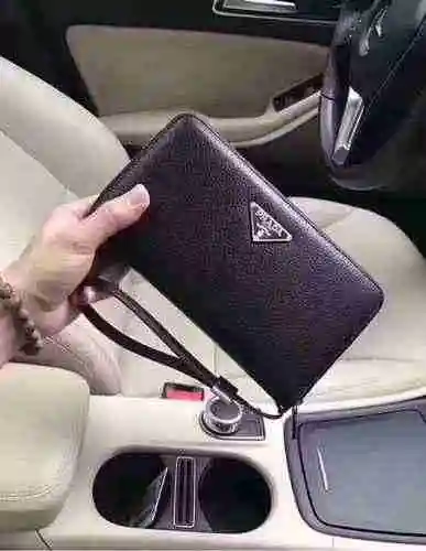 Cartera larga exclusiva masculina fabricada en piel vacuno original importada, bolsa de regalo con e