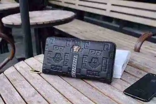 Cartera larga exclusiva masculina fabricada en piel vacuno original importada, bolsa de regalo con e
