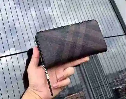 Cartera larga exclusiva masculina fabricada en piel vacuno original importada, bolsa de regalo con e