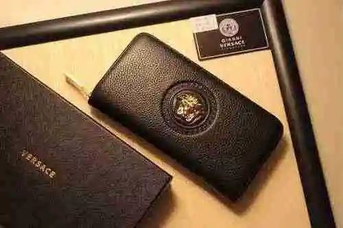Cartera larga exclusiva masculina fabricada en piel vacuno original importada, bolsa de regalo con e