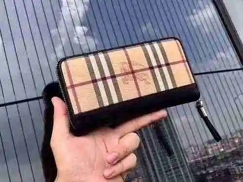 Cartera larga exclusiva para hombre hecha de material de lona importado, bolsa de regalo de entrega 