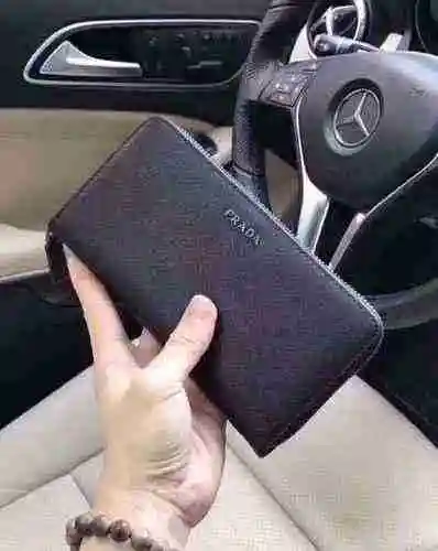 Cartera larga exclusiva masculina fabricada en piel vacuno original importada, bolsa de regalo con e