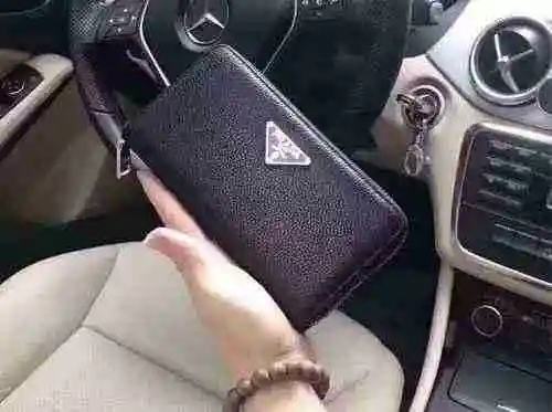 Cartera larga exclusiva masculina fabricada en piel vacuno original importada, bolsa de regalo con e