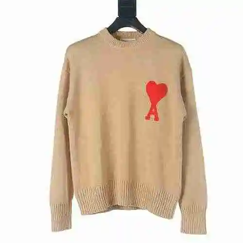 AMI PARIS 21FW Heart Embroidered Round Neck Sweater